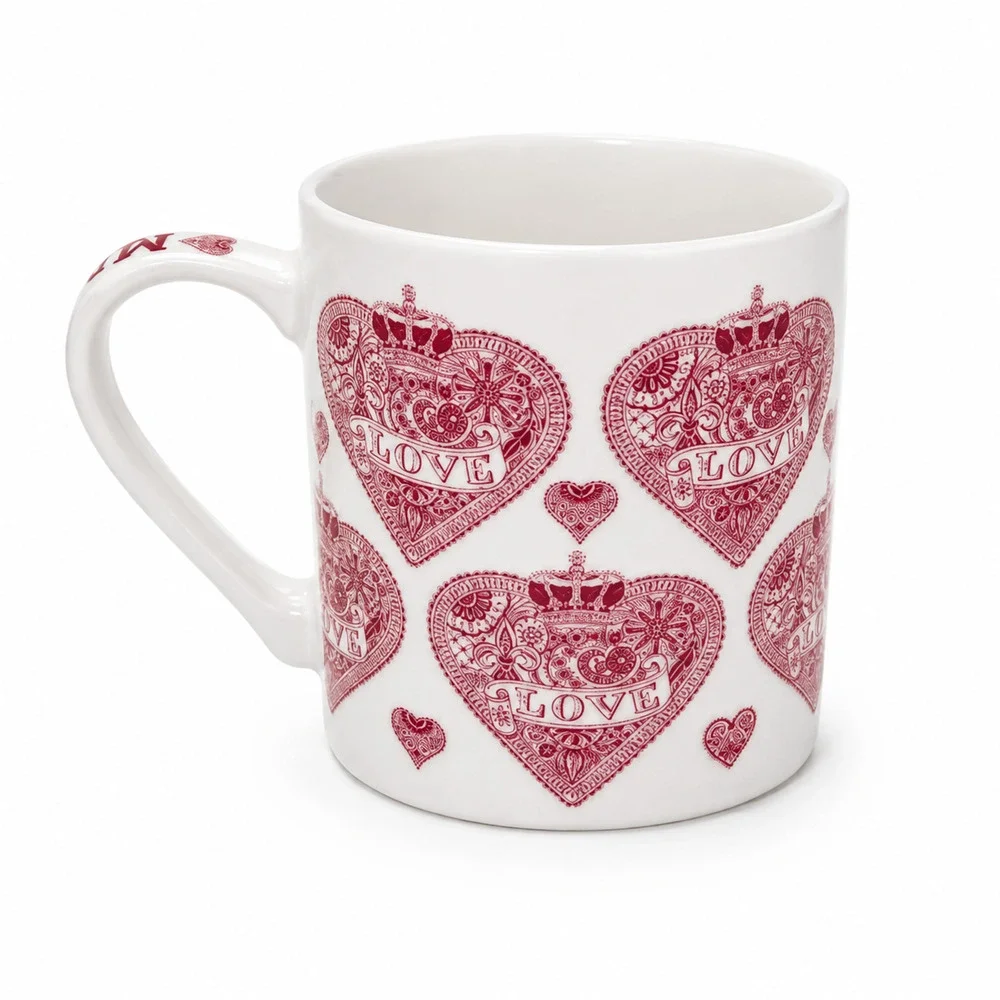 Set of 6 Queens Made With Love England Queen of Hearts Fine China Mugs
